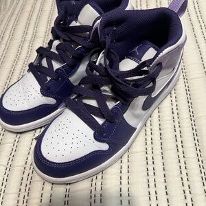Kids Nike Purple and White High-Top Sneakers